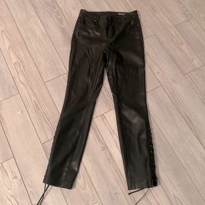 Black faux leather pants